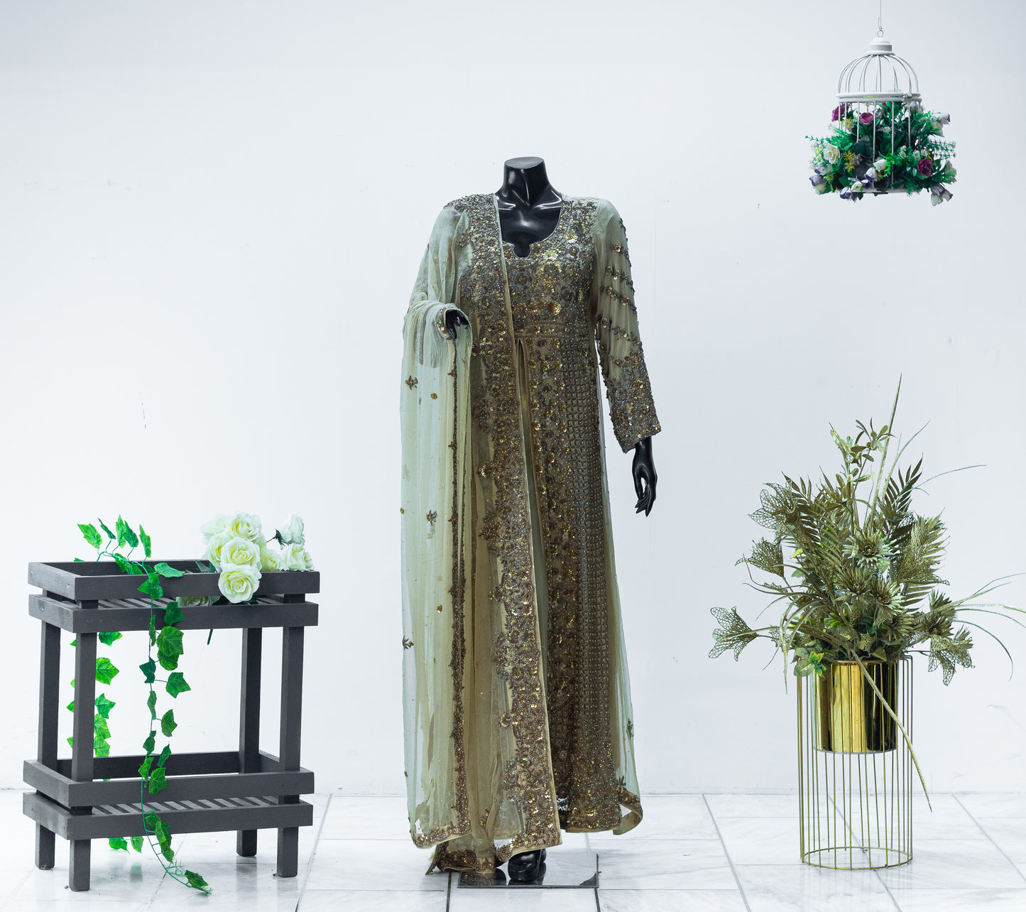 Ashnaa | Front Open Antique Dabka Work