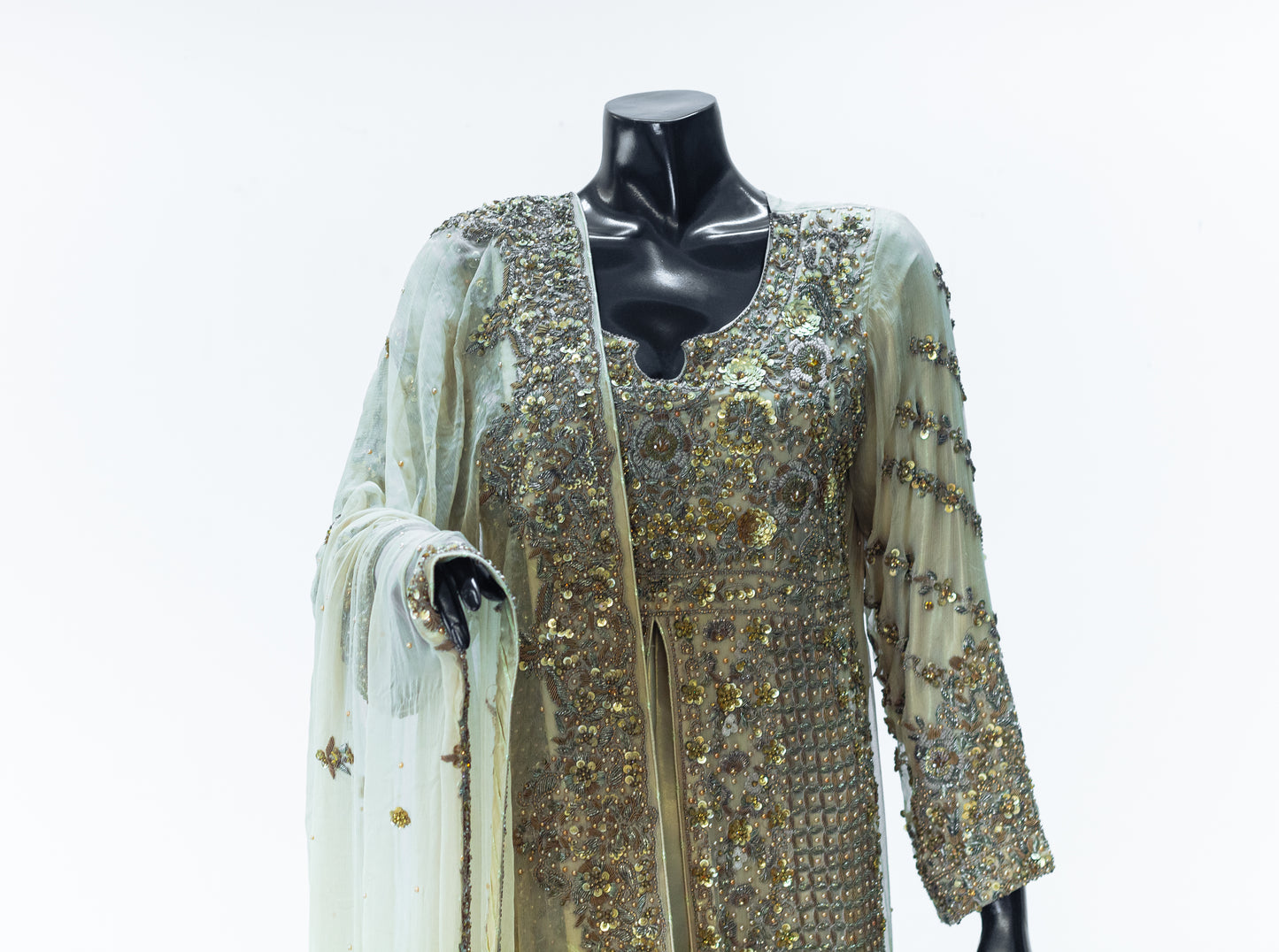 Ashnaa | Front Open Antique Dabka Work