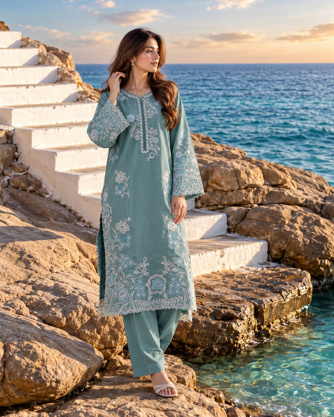 Seafoam Embroidered Co-ord Set