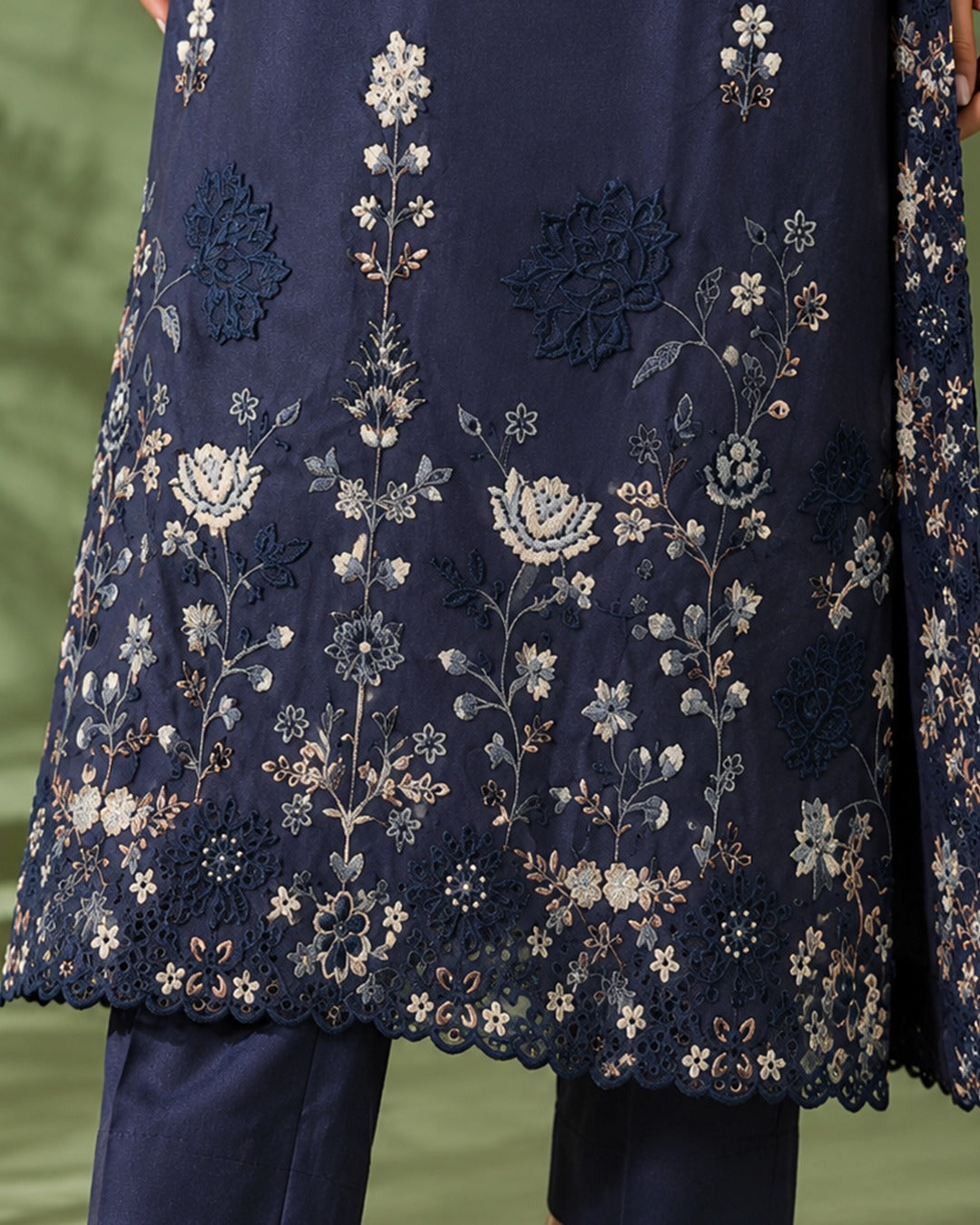 Navy Blue Embroidered Co-ord Set