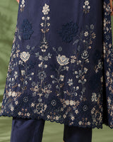 Navy Blue Embroidered Co-ord Set