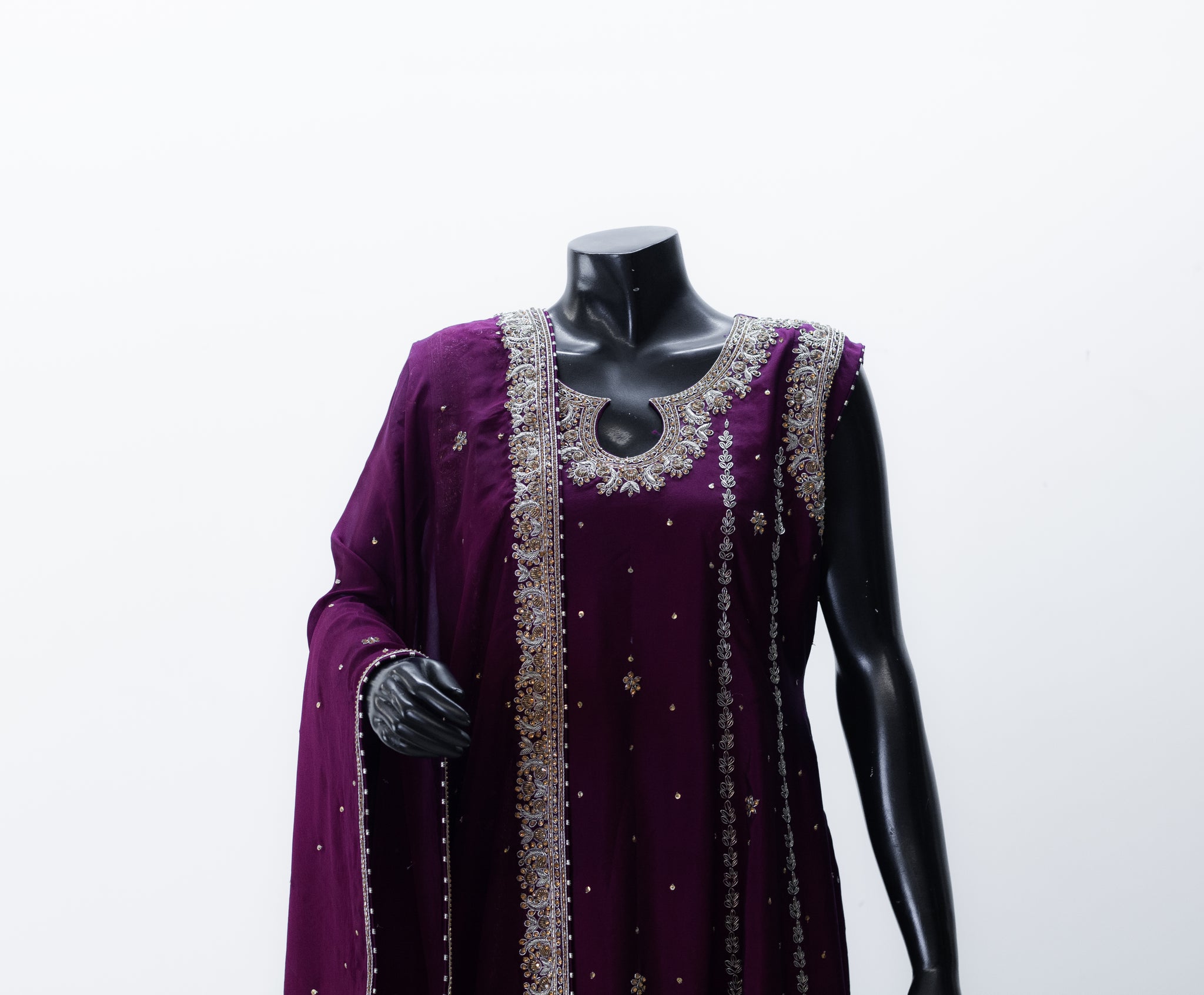 Sunehri Taar | Dabka Work Stone & Silk Matah Patti