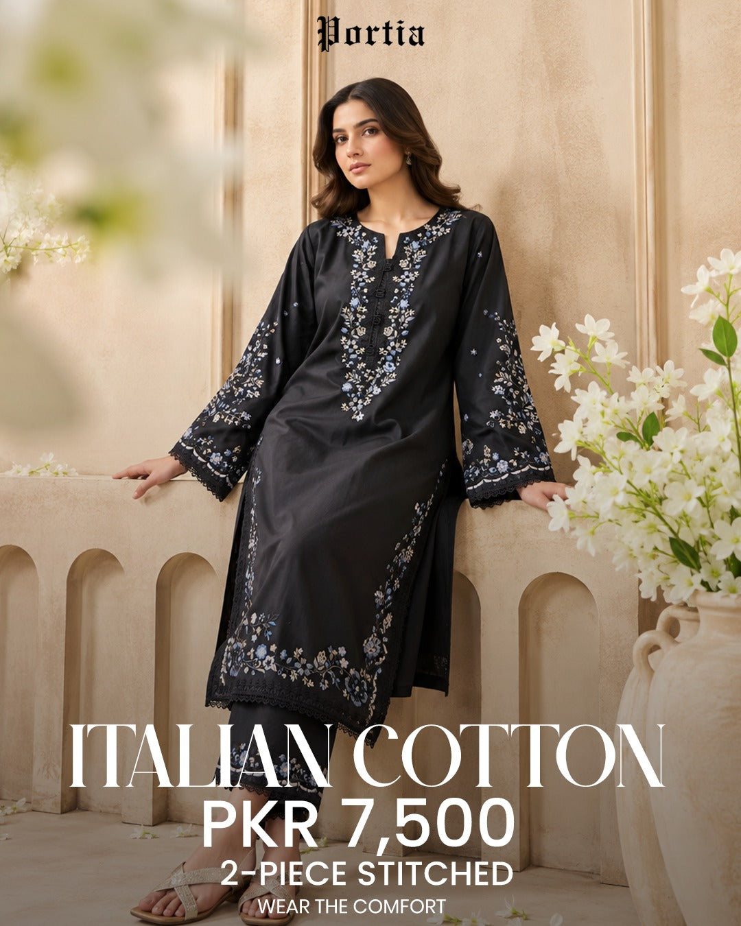 Charcoal Black Embroidered Co-ord Set