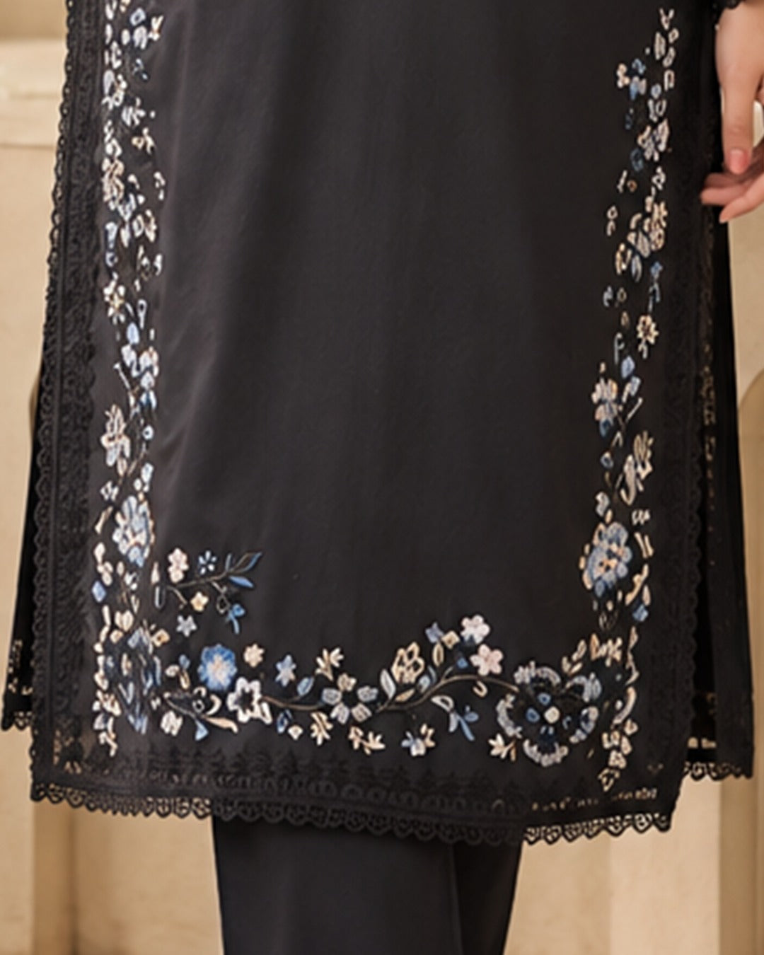 Charcoal Black Embroidered Co-ord Set