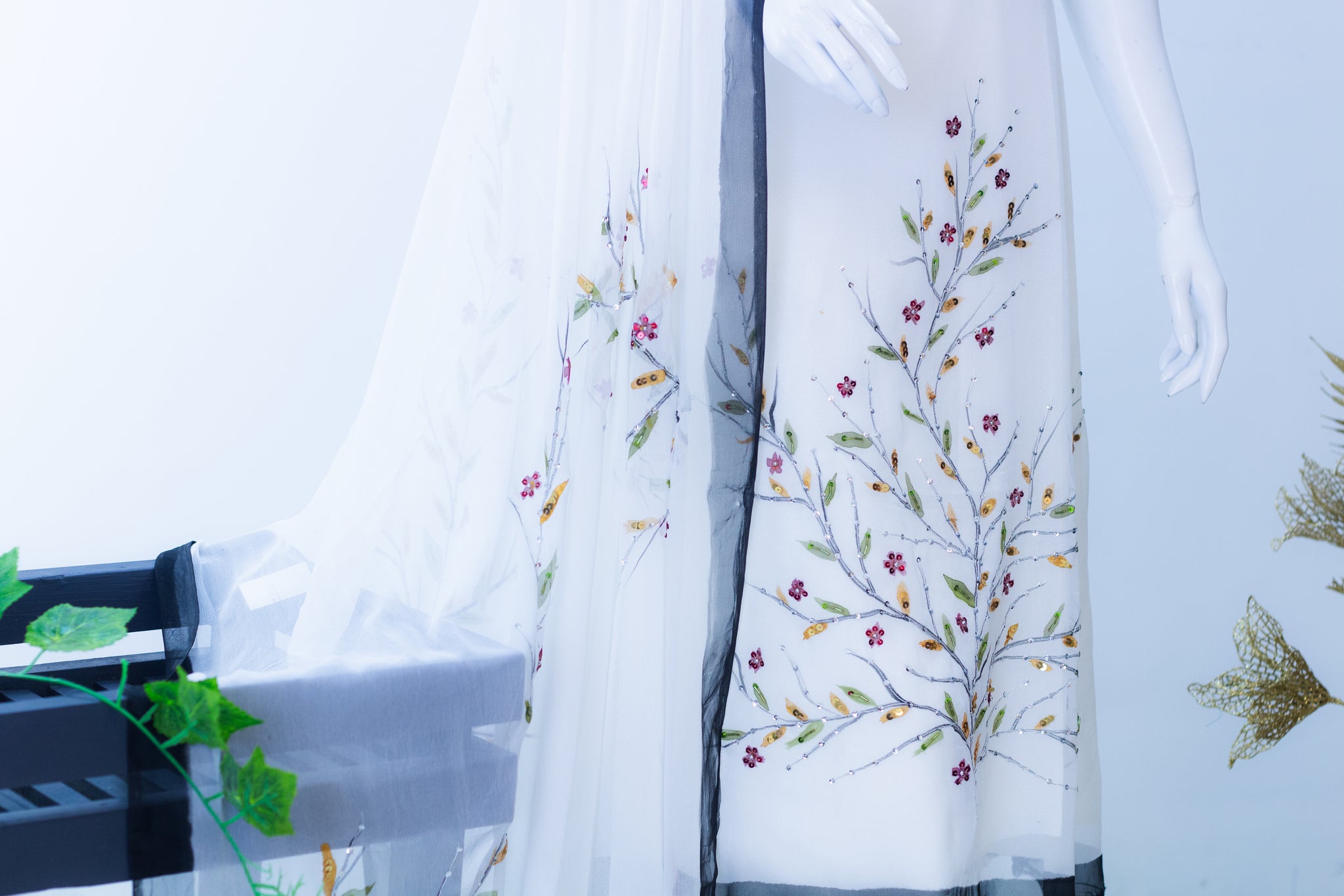 Mehak | Chiffon Brush Print & Stone Work