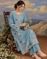 Dusty Blue Embroidered Co-ord Set