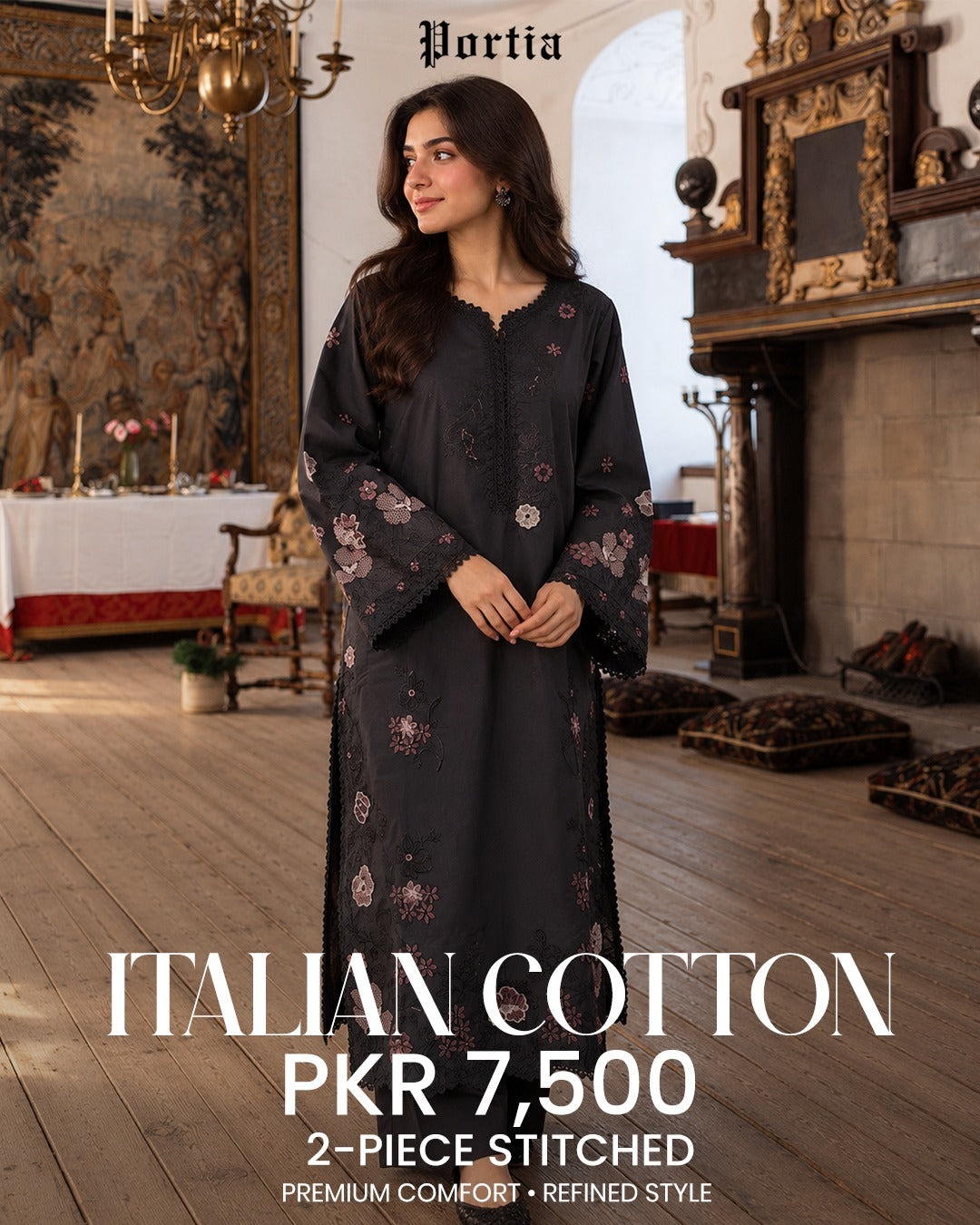 Jet Black Embroidered Co-ord Set
