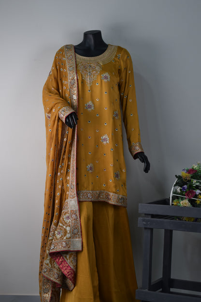 Pure Silk Embroidered 3-Piece Suit