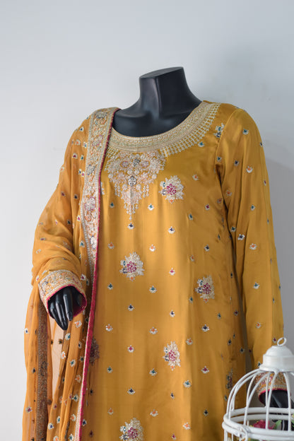 Pure Silk Embroidered 3-Piece Suit