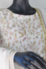 NUR Chiffon Embroidered Shirt with Crushed Silk Skirt