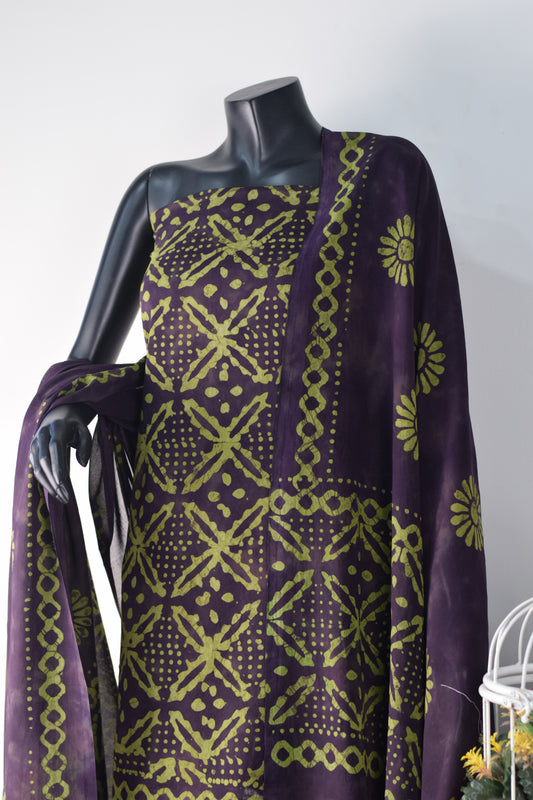 Swiss Batiq Printed 3-Piece Suit