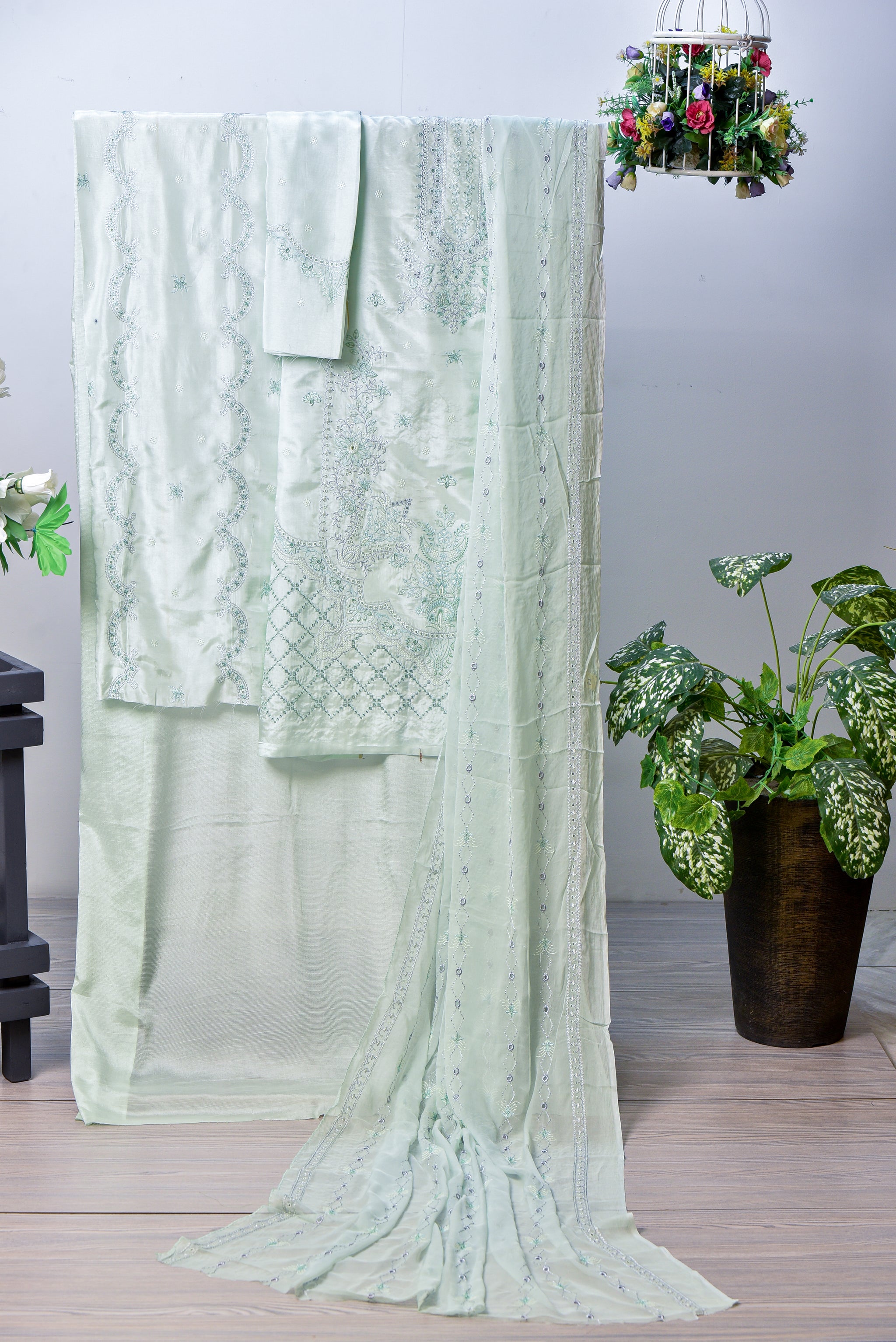 Jashn | Raw Silk Multi Embroidery & Dupatta Chiffon