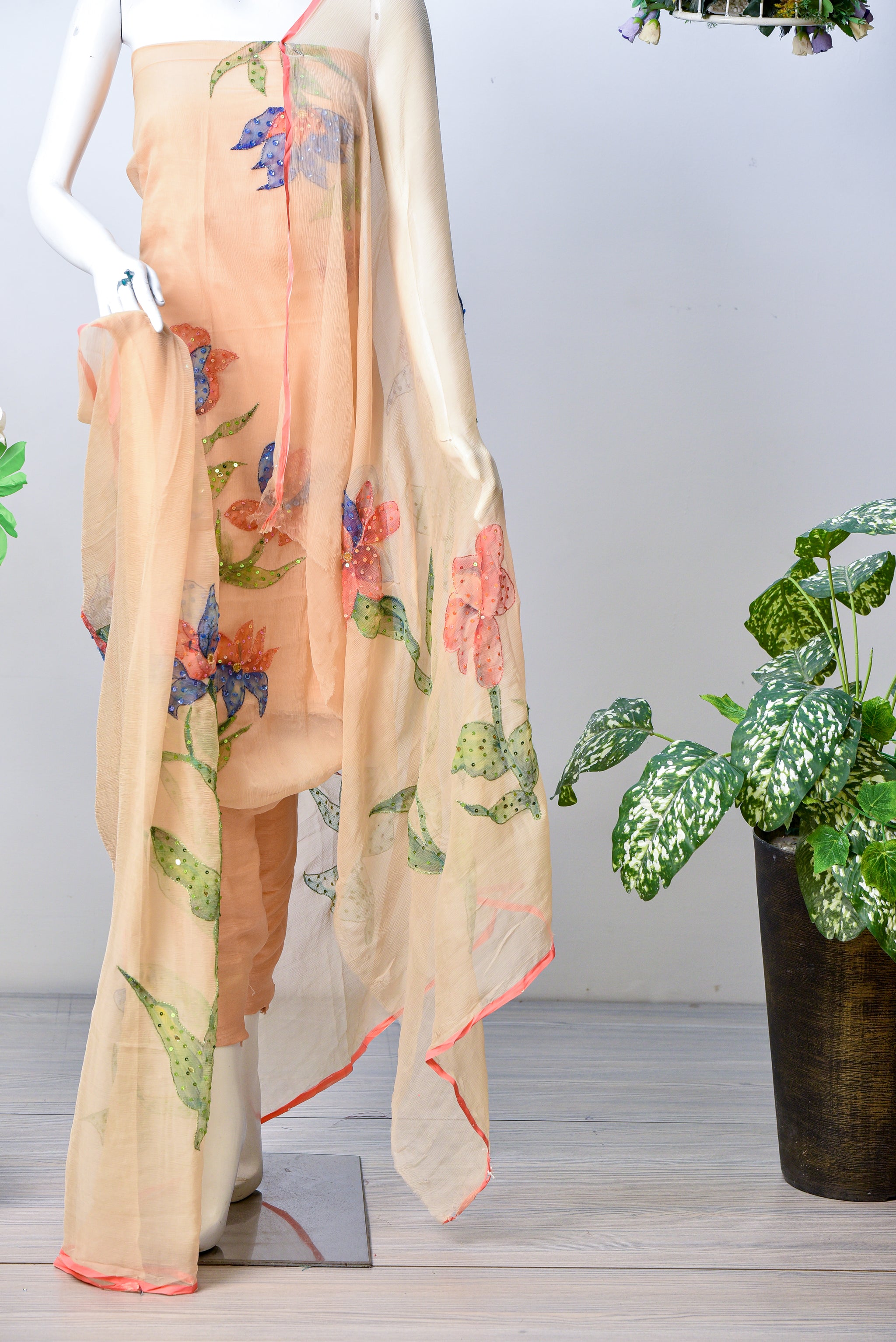 Parizad | Brush Print & Hand Work Dupatta Chiffon