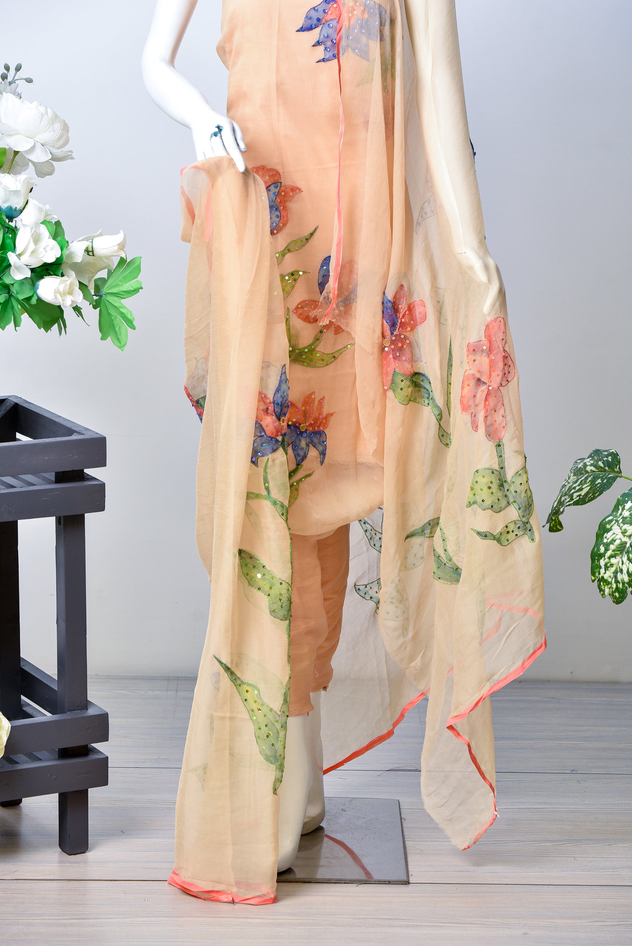 Parizad | Brush Print & Hand Work Dupatta Chiffon