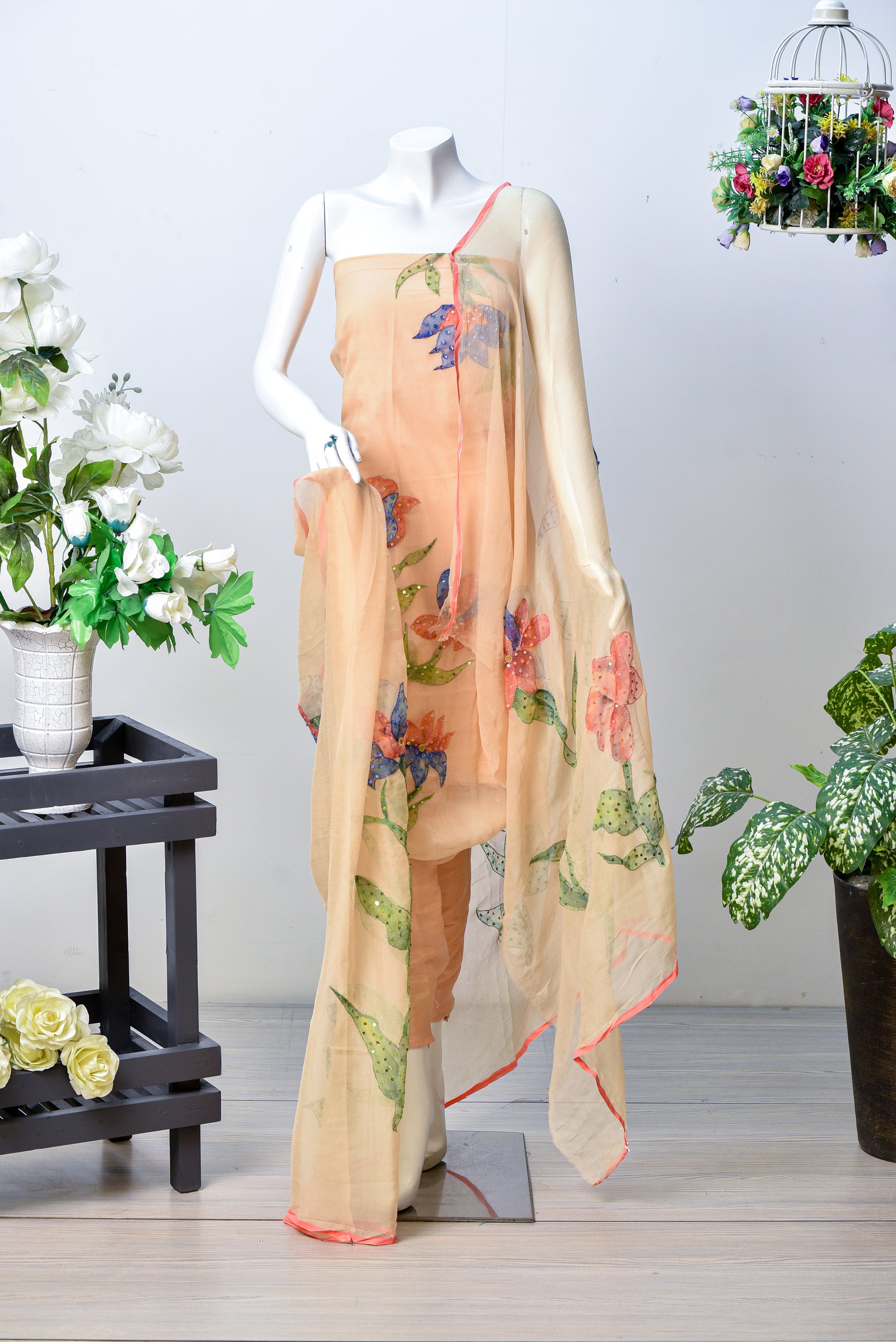 Parizad | Brush Print & Hand Work Dupatta Chiffon