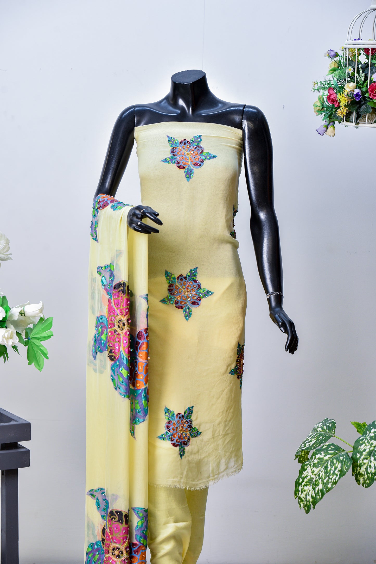 Mahroosh | Brush Print & Hand Work Dupatta Chiffon