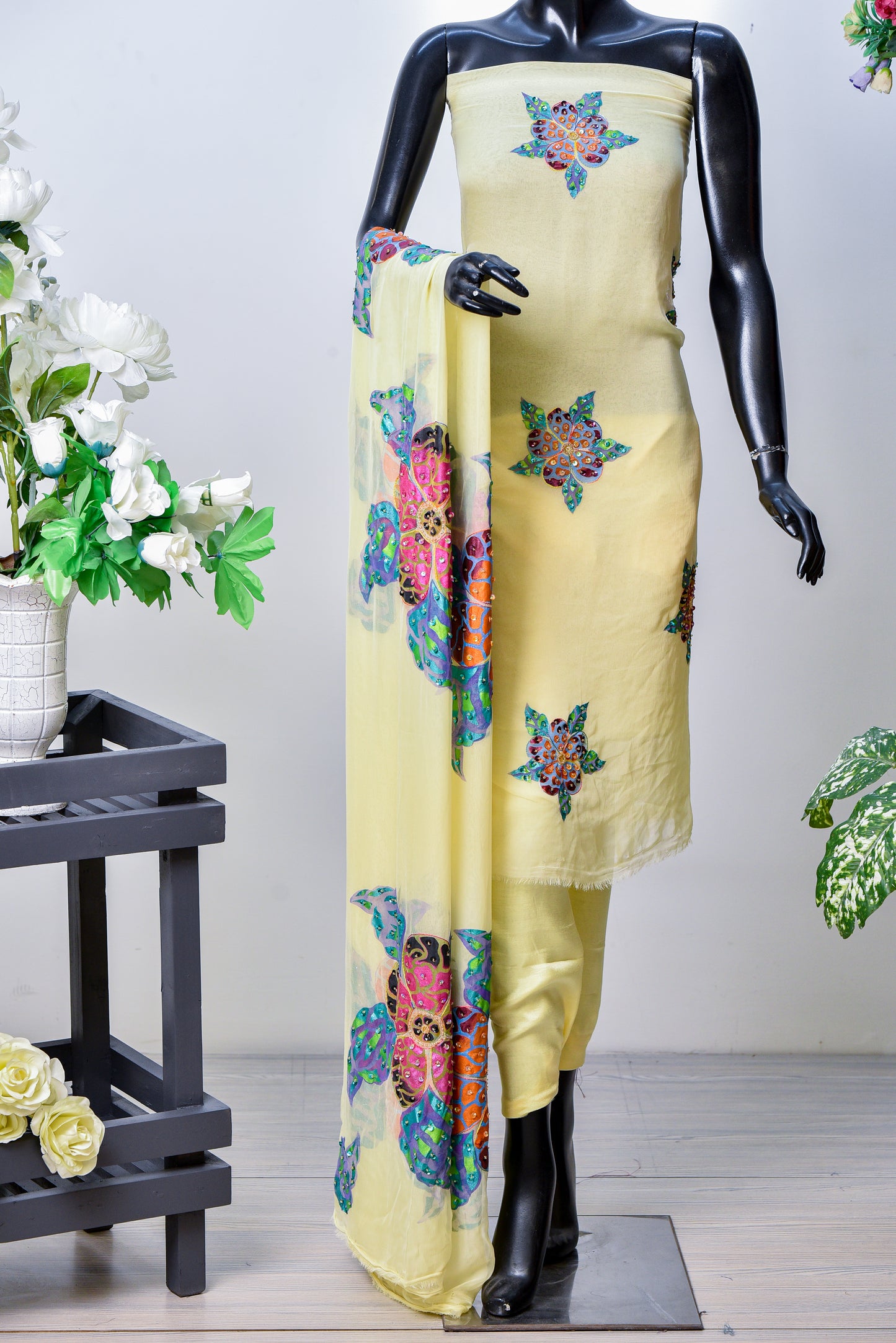 Mahroosh | Brush Print & Hand Work Dupatta Chiffon