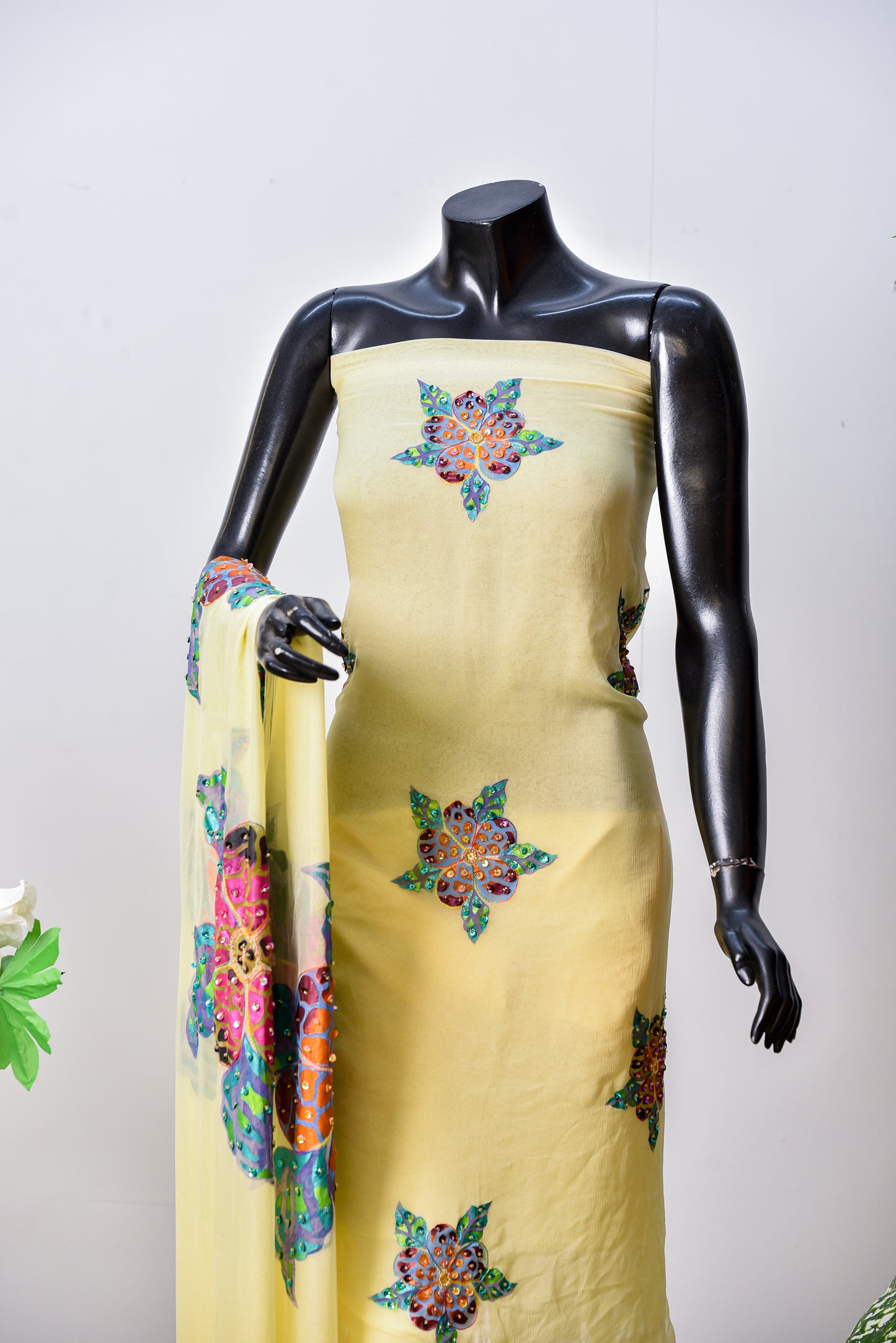 Mahroosh | Brush Print & Hand Work Dupatta Chiffon