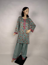 Portia | Teal Blossom 2-Piece Unstitched Printed Lawn Suit
