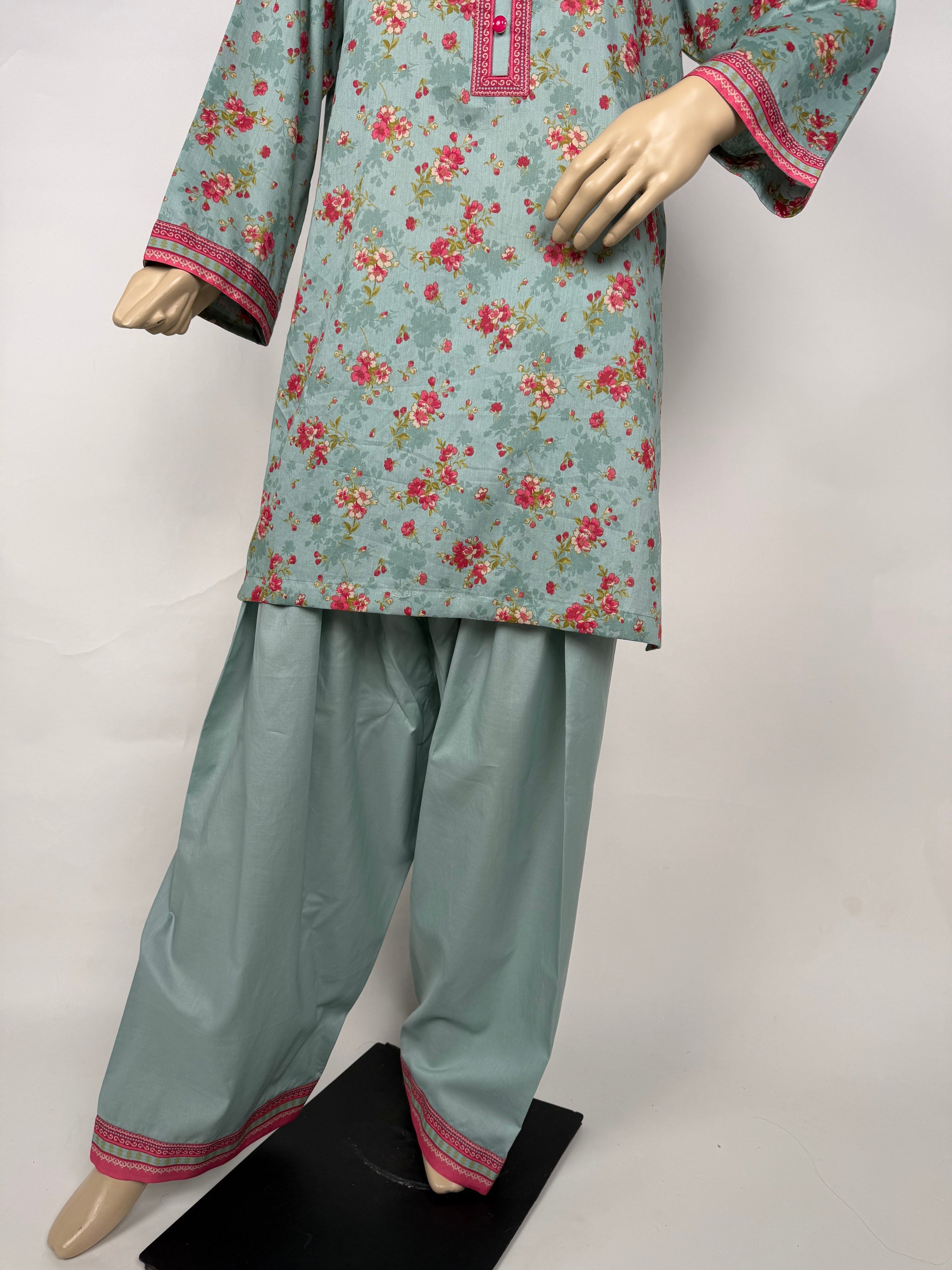 Portia | Teal Blossom 2-Piece Unstitched Printed Lawn Suit