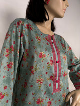 Portia | Teal Blossom 2-Piece Unstitched Printed Lawn Suit