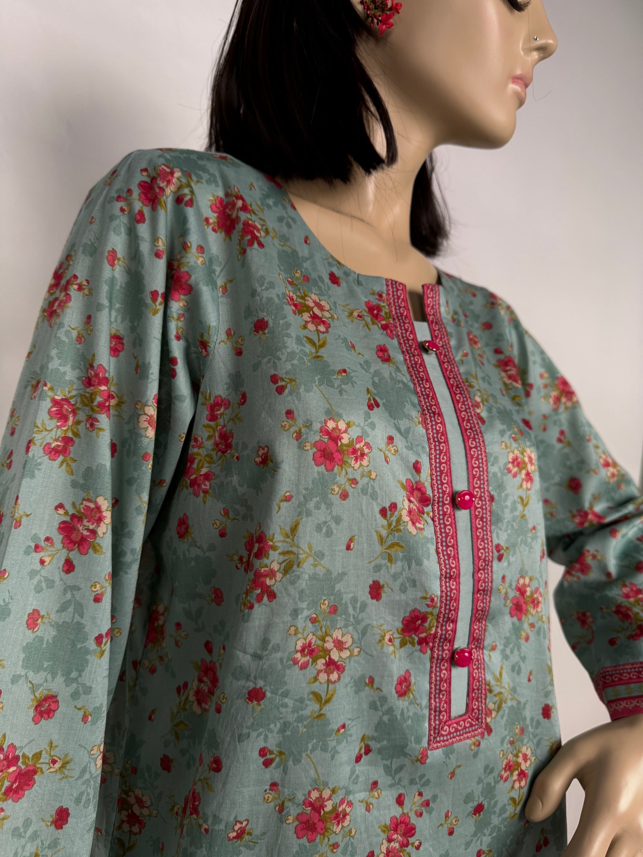 Portia | Teal Blossom 2-Piece Unstitched Printed Lawn Suit