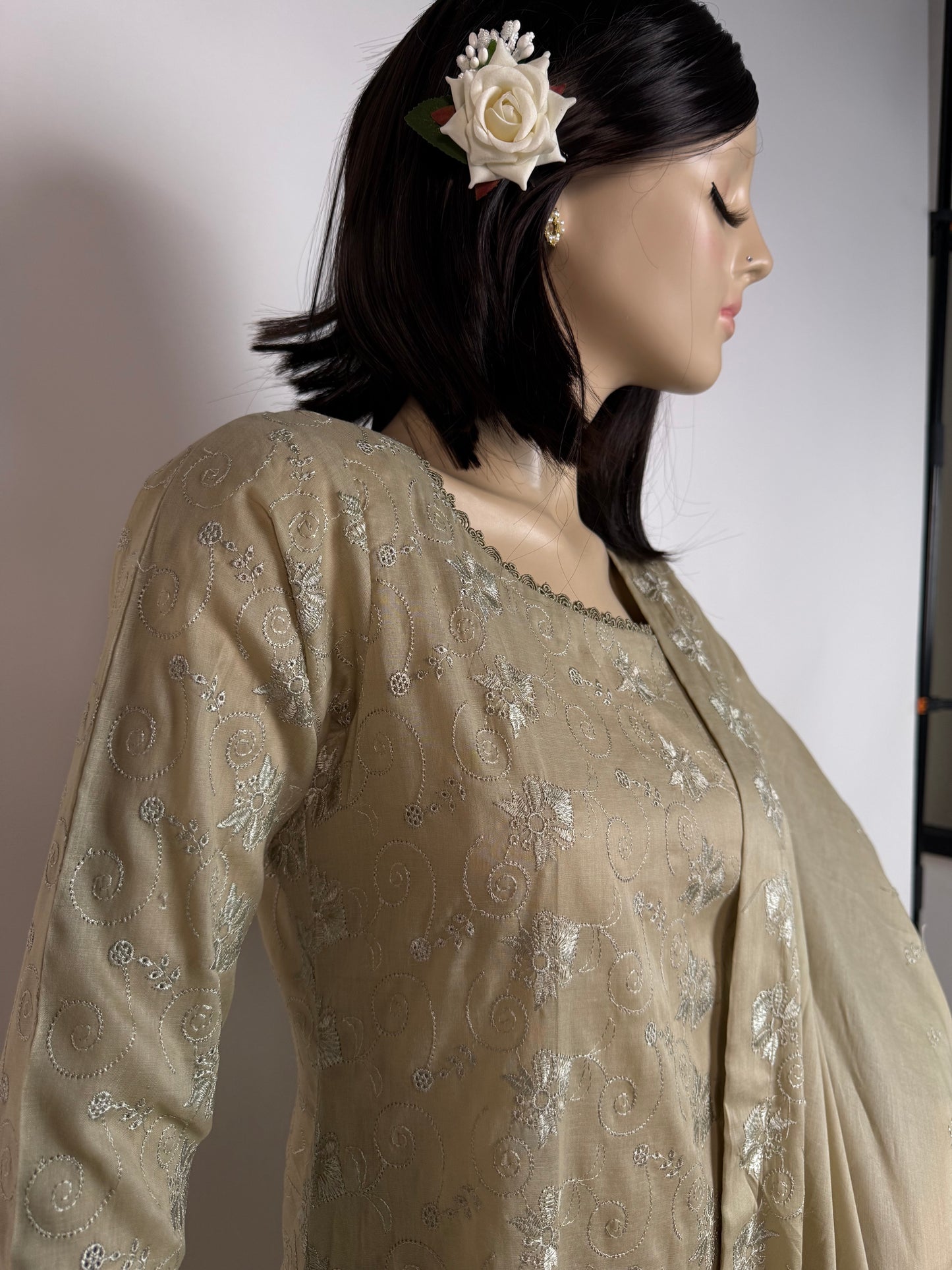 Portia Chikankari Lawn | Golden Sand Chikankari 3-Piece Unstitched Luxury Lawn