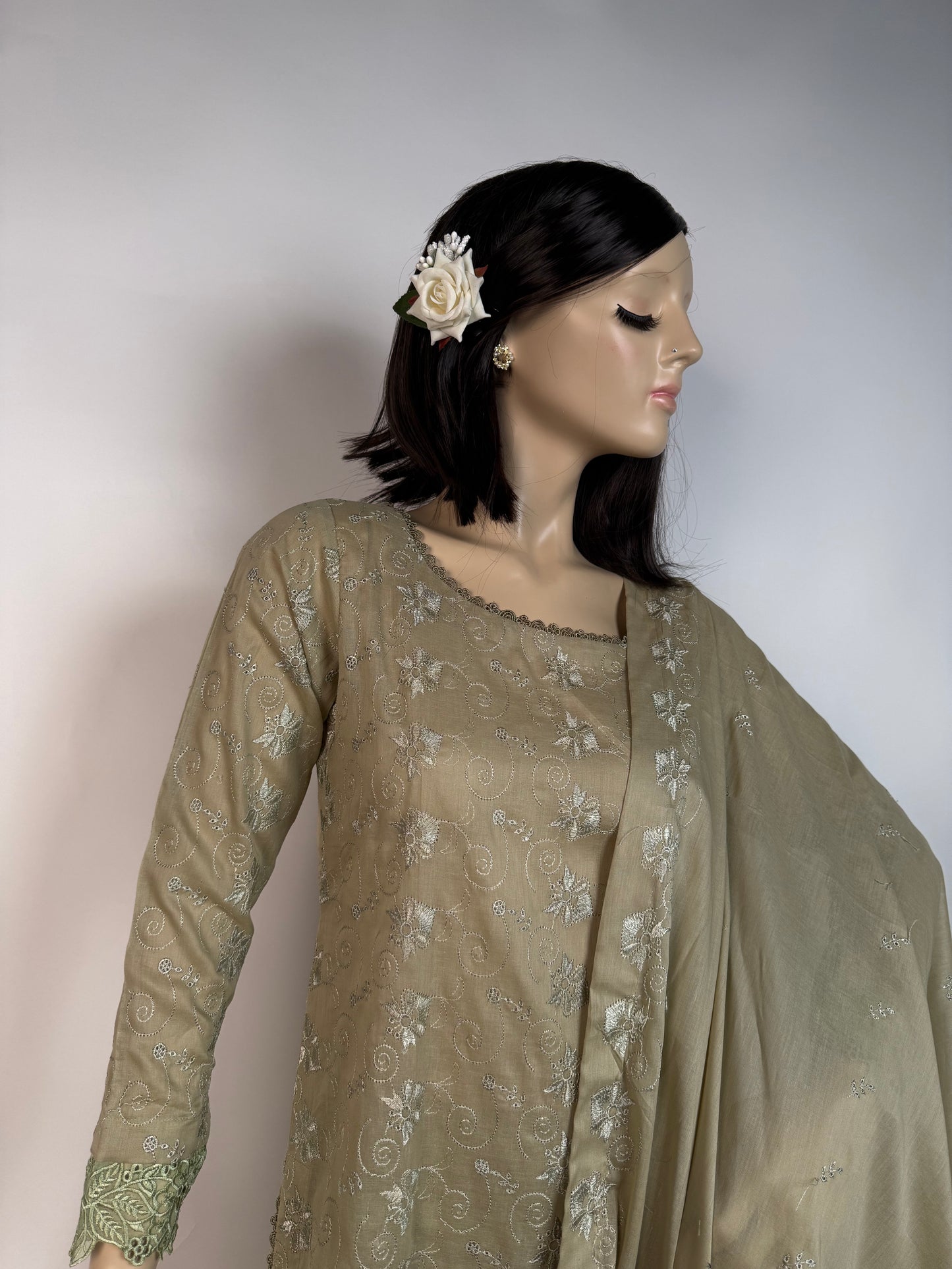 Portia Chikankari Lawn | Golden Sand Chikankari 3-Piece Unstitched Luxury Lawn