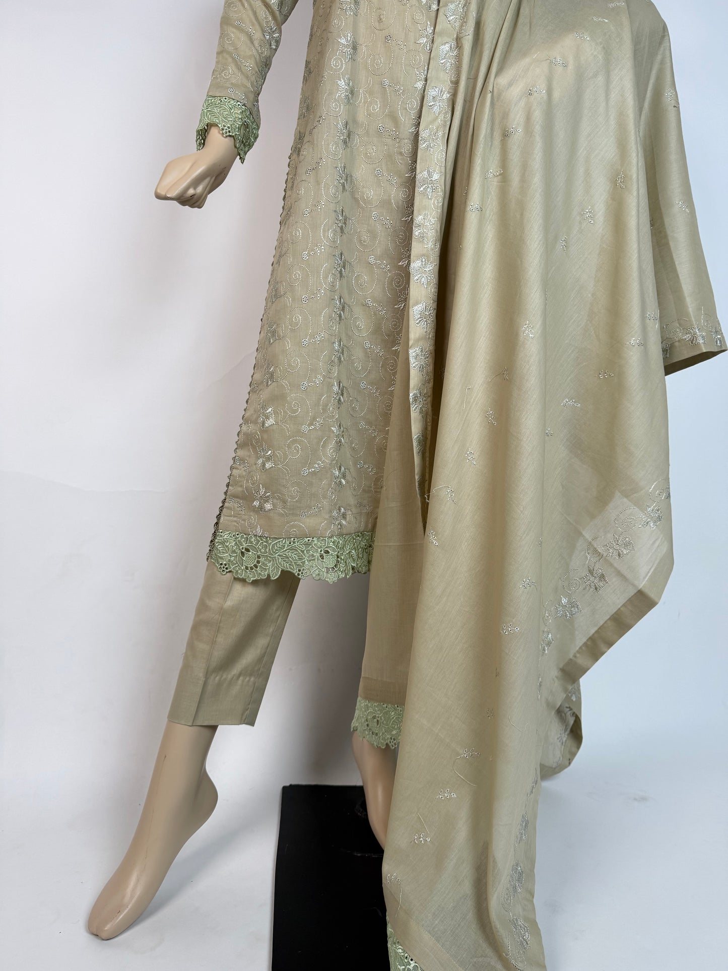 Portia Chikankari Lawn | Golden Sand Chikankari 3-Piece Unstitched Luxury Lawn