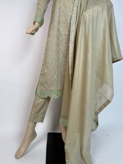 Portia Chikankari Lawn | Golden Sand Chikankari 3-Piece Unstitched Luxury Lawn