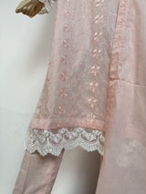 Portia ChikanKari Lawn | Powder Pink Chikankari 3-Piece Unstitched Luxury Lawn
