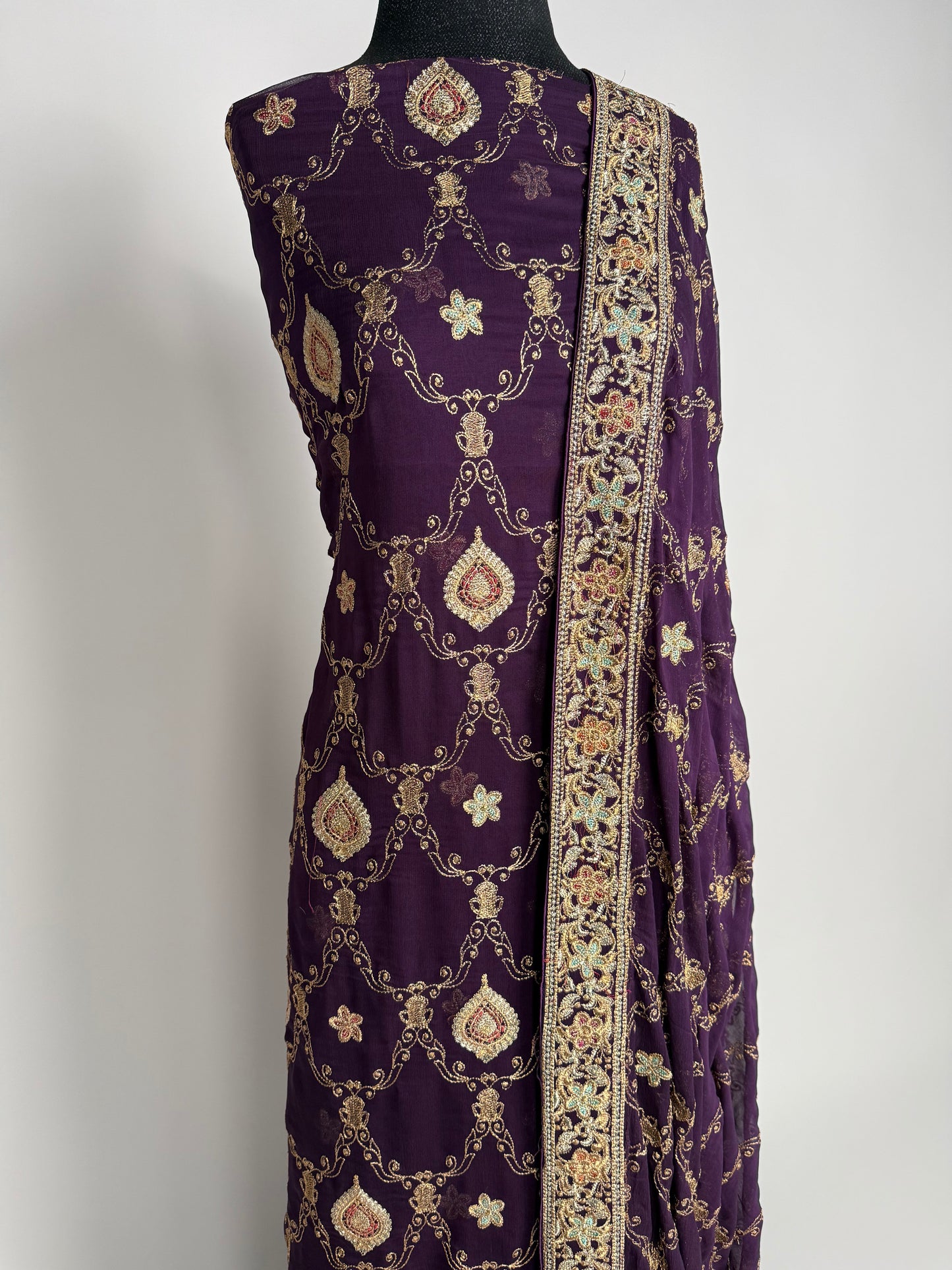 Imperial Purple Zari Chiffon