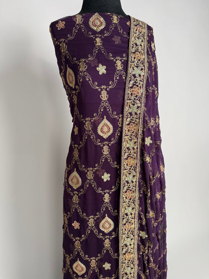 Imperial Purple Zari Chiffon