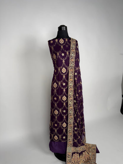Imperial Purple Zari Chiffon