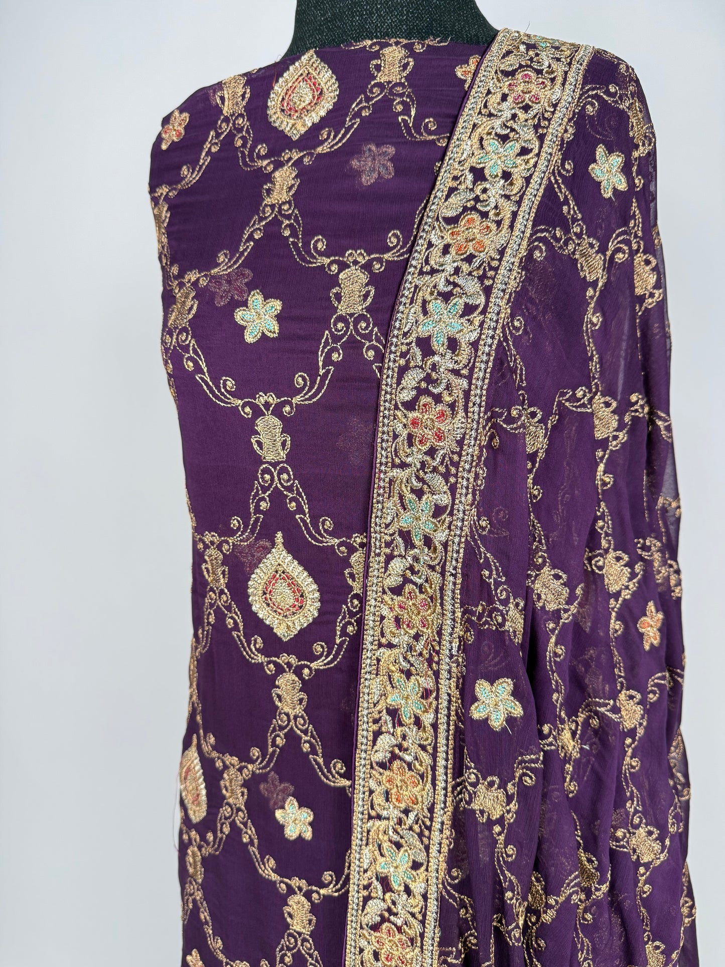 Imperial Purple Zari Chiffon