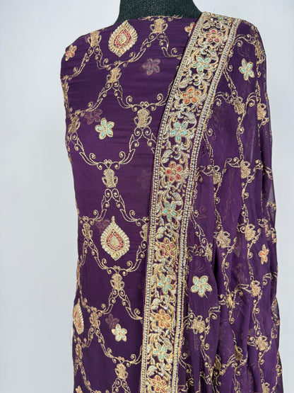Imperial Purple Zari Chiffon