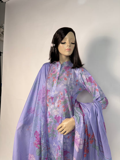 Portia | Lavender Mist 3-Piece Unstitched Summer Lawn with Printed Dupatta