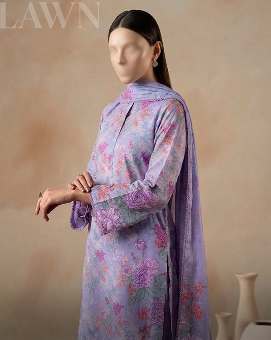Portia | Lavender Mist 3-Piece Unstitched Summer Lawn with Printed Dupatta