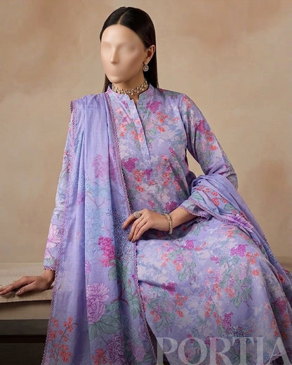 Portia | Lavender Mist 3-Piece Unstitched Summer Lawn with Printed Dupatta