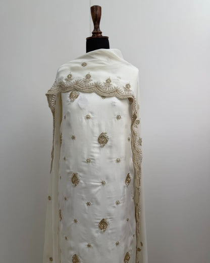 charmeuse silk with chiffone dupatta by nur