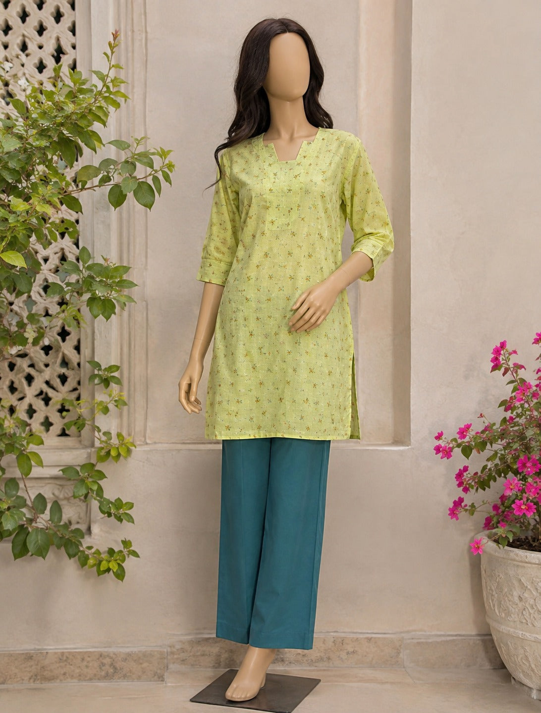 Portia | Lime Breeze 2-Piece Unstitched Printed Lawn Suit