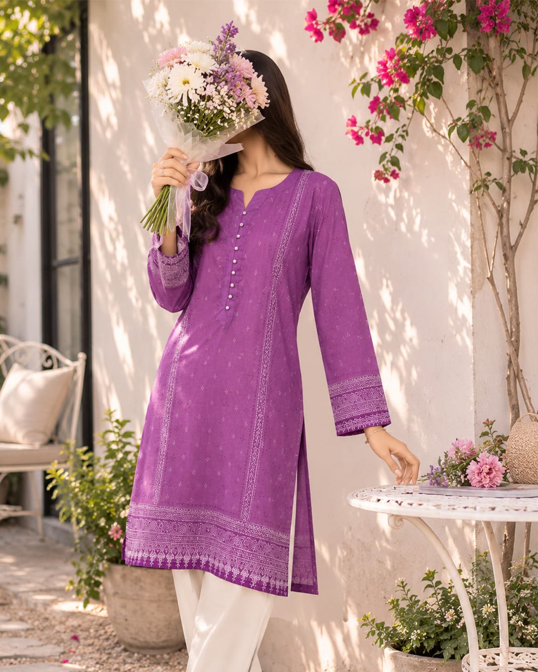 Portia | Mauve 2-Piece Unstitched Printed Lawn Suit
