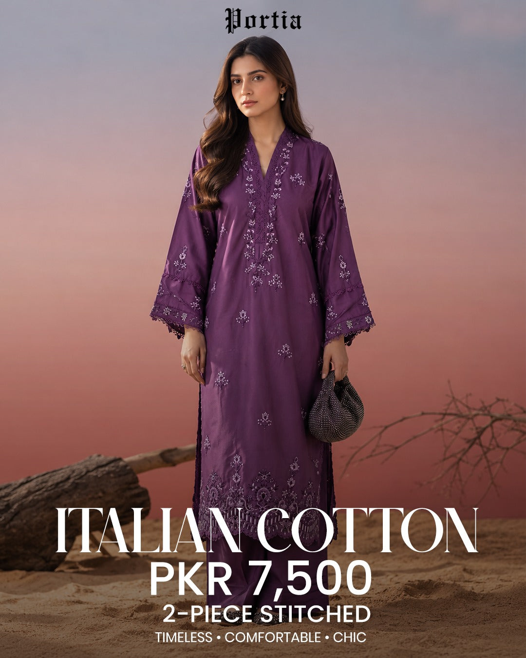 Royal Purple Embroidered Co-ord Set