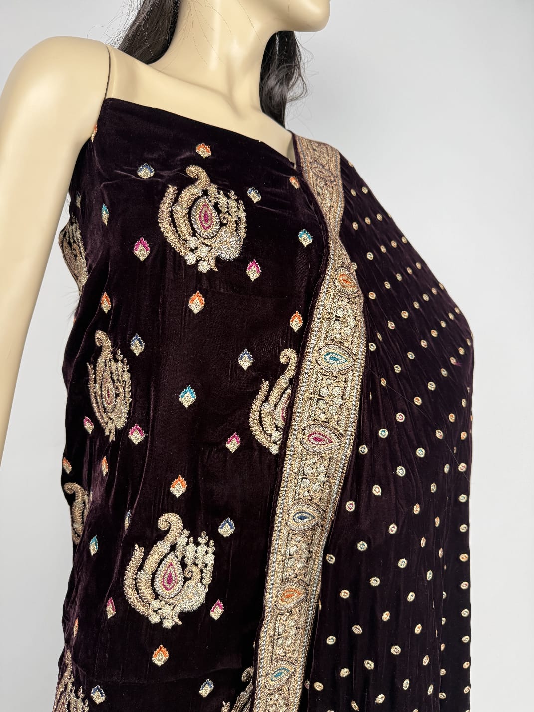 Velvet Zari work