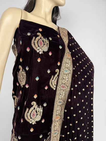 Velvet Zari work