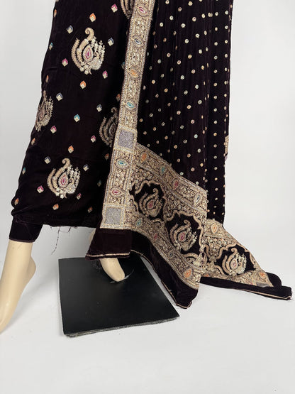 Velvet Zari work