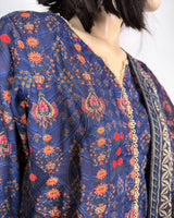 Portia | Dark Indigo 3-Piece Unstitched Printed Chikankari Lawn
