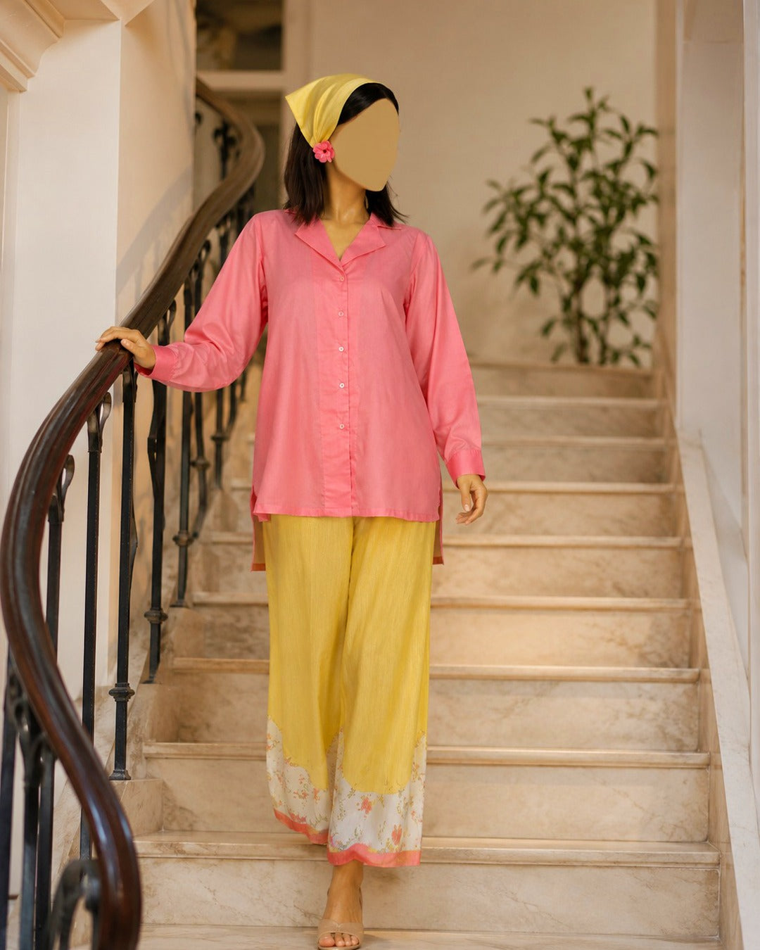 Portia | Sunshine & Pink 2-Piece Unstitched Printed Lawn Suit