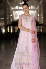 D11-A Pink | Noor Luxury Chikankari Lawn'24 | Noor by Saadia Asad